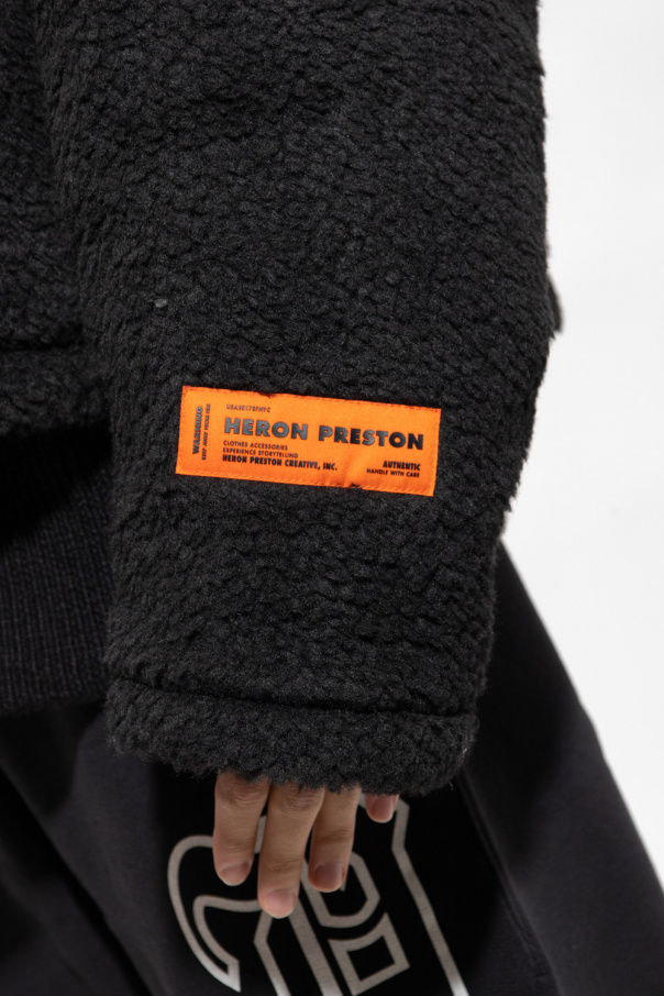 SchaferandweinerShops Japan - T-shirt med logotryk og lomme - Black Fleece  jacket with hood Heron Preston